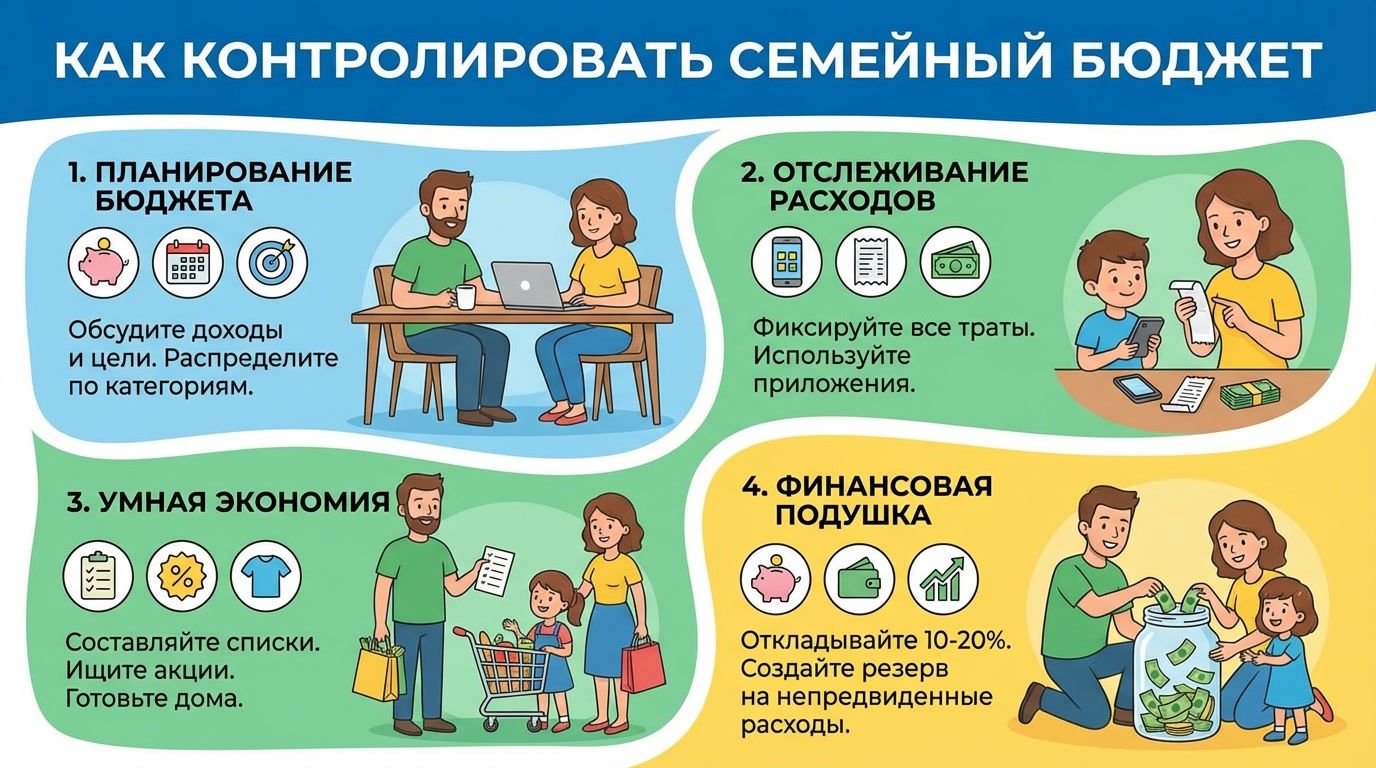 Инфографика: способы контроля семейного бюджета