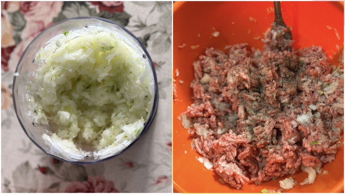 Фарш для блинов из рецепта "Блины с мясной начинкой из говяжьего фарша для большой семьи"