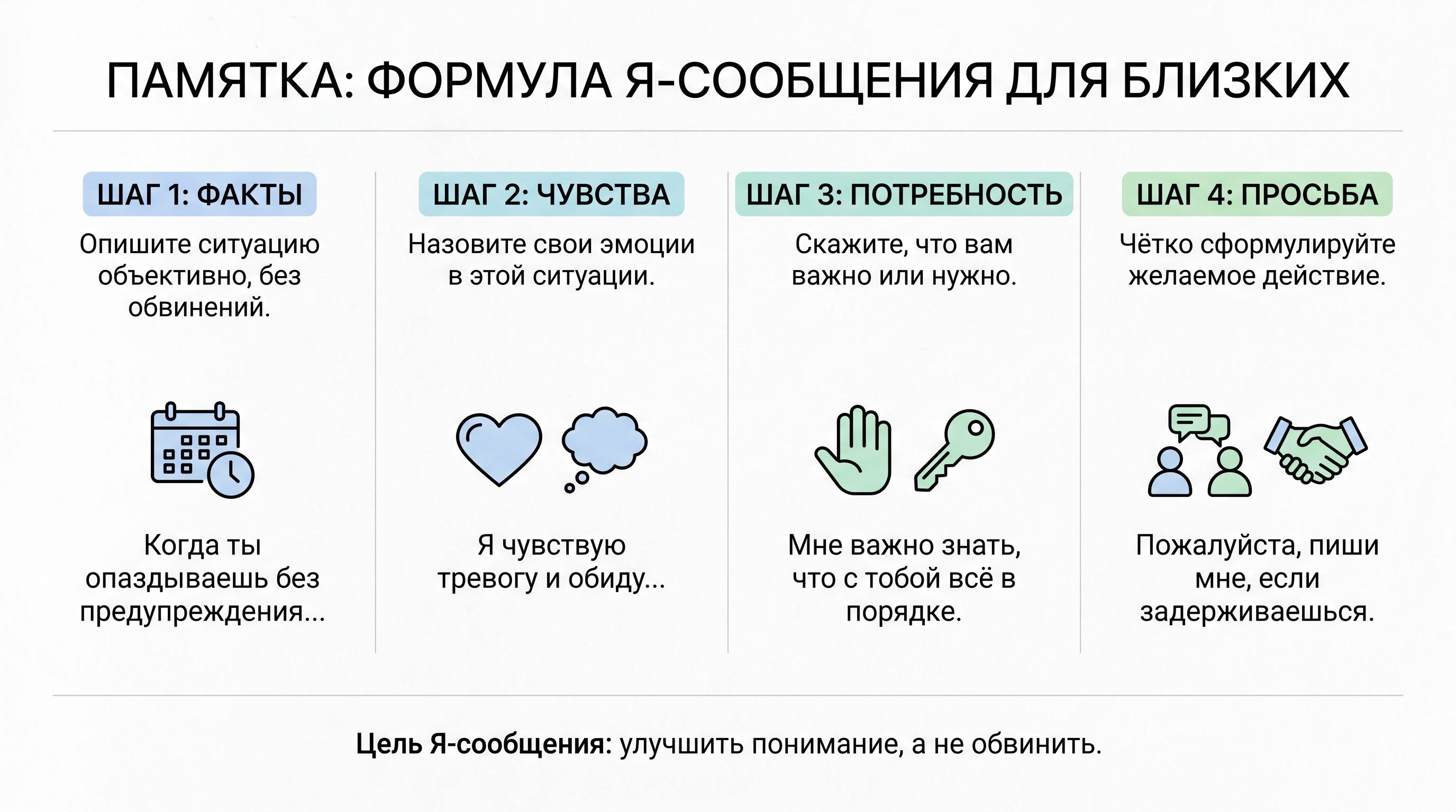 Памятка формула Я-сообщения