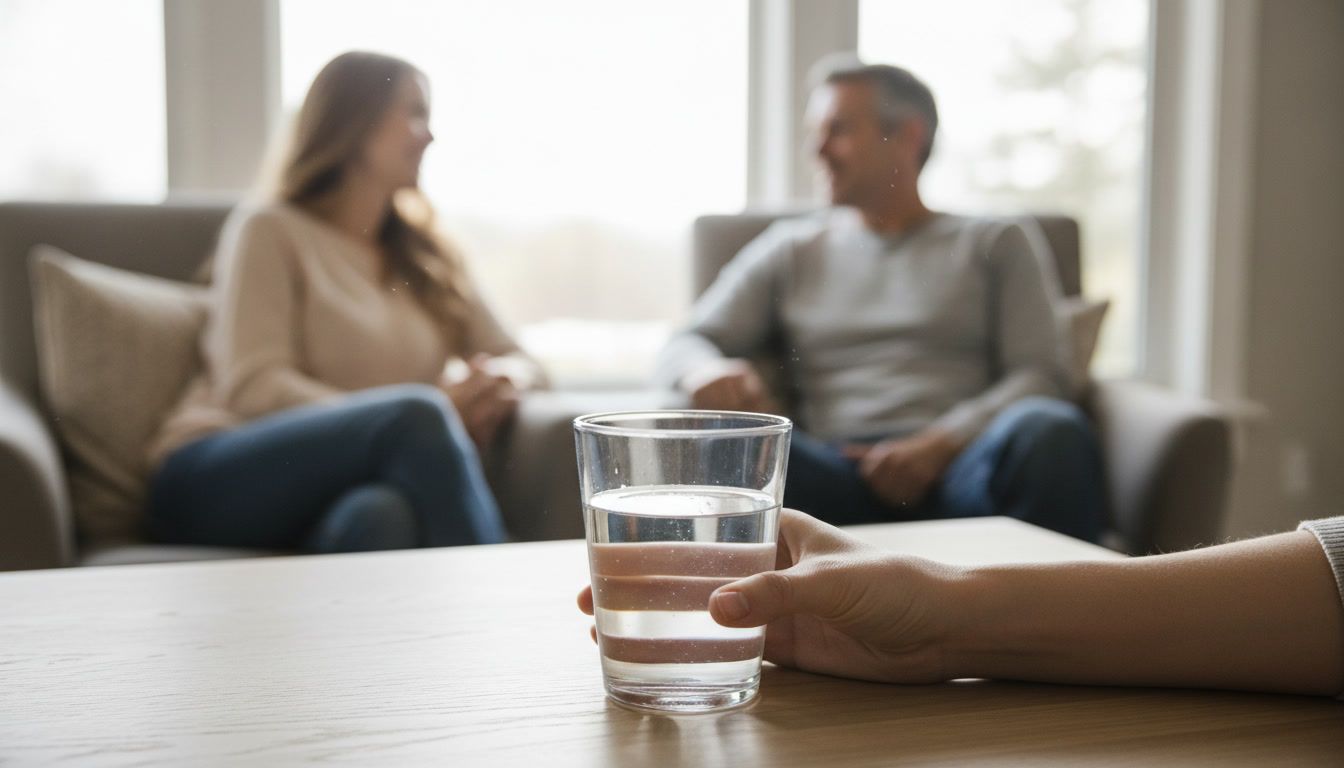 На столе стакан чистой воды. Забота о здоровье